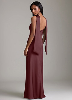 Azazie Cassiana Bridesmaid Dresses Sangria Mermaid Pleated Stretch Satin Dress image2
