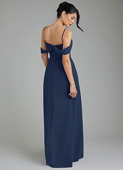 Azazie Cece Robes de demoiselle d'honneur Robe Trapèze en Mousseline de soie Épaule décolletée Bleu Marine Foncé image9