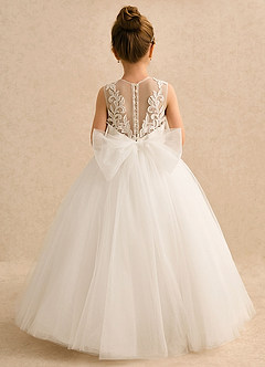 Azazie Aurora vestidos de niña de las flores Vestido de Marfil de Tul de Corte En A con Sin mangas image2