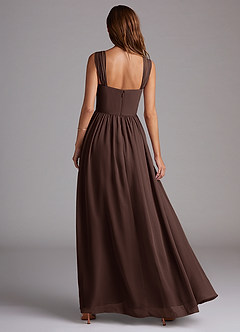 Azazie Calianna Abiti da Damigella Abito Convertibile A-Line in Chiffon a Spalla Scoperta Ganache image5