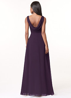 Azazie Karina Bridesmaid Dresses Plum A-Line Pleated Chiffon Dress image2