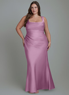Azazie Agustina Robes de demoiselle d'honneur Robe Sirène en Satin extensible Corset Glycine image7