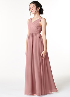 Azazie Sawyer Junior Dusty Rose A-Line Pleated Chiffon Dress image4