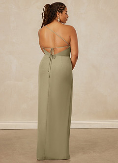 Christian Siriano Bridal for Azazie 1003 Bridesmaid Dresses Moss Green Sheath One Shoulder Chiffon Dress image15