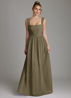 Azazie Caterina Abiti da Damigella Abito A-Line in Chiffon Corsetto Willow Green image4