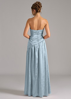Azazie Adeline Bridesmaid Dresses Blue Floral Jacquard A-Line Strapless Floral Jacquard Dress image7