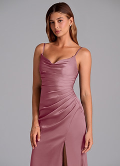Azazie Claudelle Bridesmaid Dresses Vintage Mauve Mermaid Strapless Stretch Satin Dress image2
