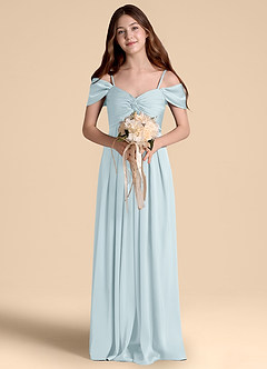 Azazie Kaitlynn Junior Jurk van Stretch Satijn met A-Lijn Off the Shoulder De Nevel image4