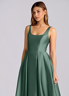 Azazie Amalie Suknie dla druhen Linia A Pofałdowany Satyna elastyczna Długość herbaty Sukienka image6