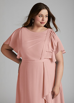 Azazie Aaliyah Modest Bridesmaid Dresses A-Line Scoop Pleated Chiffon Floor-Length Dress image11