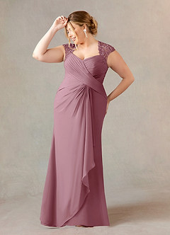Azazie Birdie Mother of the Bride Dresses Vintage Mauve A-Line Queen Anne Sequins Chiffon Dress image9