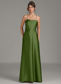 Azazie Eris Bridesmaid Dresses Juniper A-Line Pleated Stretch Satin Dress image1