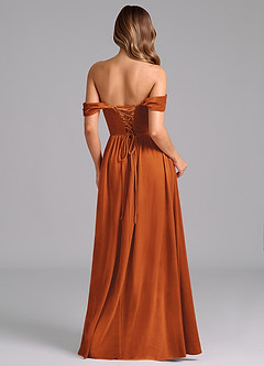 Azazie Hattie Bridesmaid Dresses Burnt Orange A-Line Ruched Velvet Dress image6