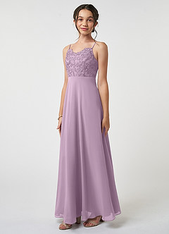 Azazie Sonya Junior Wisteria A-Line Lace Chiffon Dress image1
