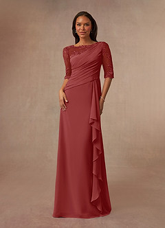 Azazie Dionysus vestidos de madre de la novia Vestido de Óxido de Gasa de Corte en A con Encaje cuello barco image1