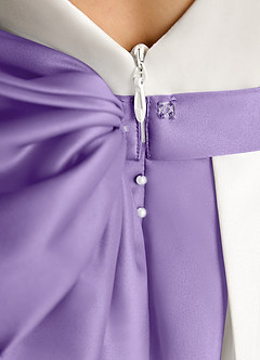 Azazie Cherry Flower Girl Dresses Ivory Tahiti Ball-Gown Pleated Matte Satin Dress image6