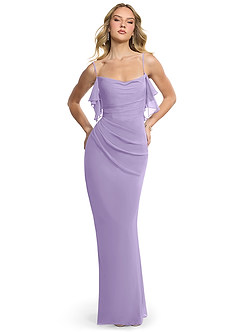 Azazie Jasmine Brautjungfernkleider Etui Seitliche Cut-Outs Chiffon Kleid Flieder image1