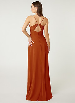 Azazie Minie Final Sale Paprika A-Line Bow Chiffon Dress image2