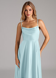 Azazie Elle Brautjungfernkleider A-Linie Plissee Stretch-Satin Kleid Wolke Blau image2