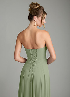 Azazie Gabriela Bridesmaid Dresses Pistachio A-Line Corset Chiffon Dress image11