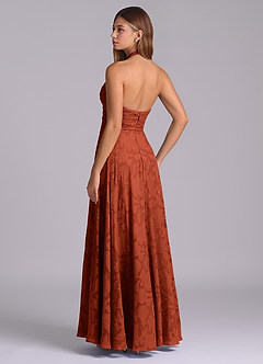 Azazie Tessie Robes de demoiselle d'honneur Robe Trapèze en Blumen-Burnout Plissée Auburn image6