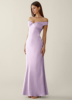 Gwendonme Frosted Lilac Satin Crystal Linen Prom Dress image3