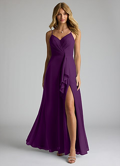 Azazie Akita Bridesmaid Dresses Grape A-Line Chiffon Dress image3