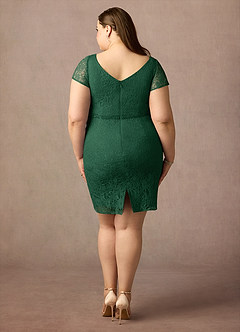 Azazie Lucilia Mother of the Bride Dresses Dark Green Sheath Lace Dress image8