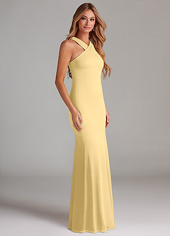 Azazie Doretta Bridesmaid Dresses Butter Mermaid Pleated Chiffon Dress image4