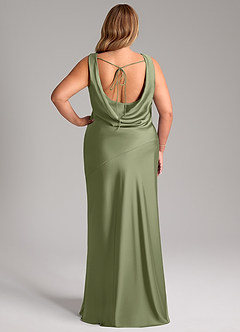 Azazie Rylina Bridesmaid Dresses Garden Sage Mermaid Stretch Satin Dress image8