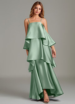 Azazie Azalea Robes de demoiselle d'honneur Robe Trapèze en Satin extensible Drapé Agave image6