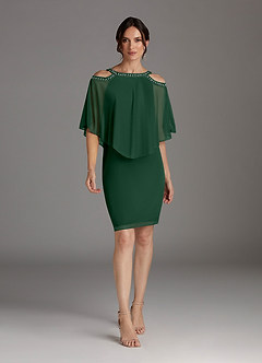 Azazie Junibee Abiti per la Madre della Sposa Abito Tubino in Maglia Lustrini Verde Scuro image1