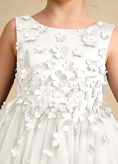 Azazie Lana vestidos de niña de las flores Vestido de Marfil de Satin Mate de Corte En A con Sin mangas image6