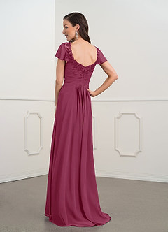 Azazie Gwenyth Kleider für die Brautmutter A-Linie Spitze Chiffon Kleid Maulbeerrot image8