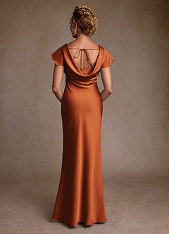 Azazie Shelby vestidos de madre de la novia Vestido de Canela de Satén Elástico de Corte Sirena con Plisado image2