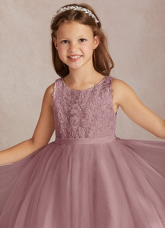 Azazie Calla Flower Girl Dresses Dusty Rose Ball-Gown Lace Tulle Dress image1