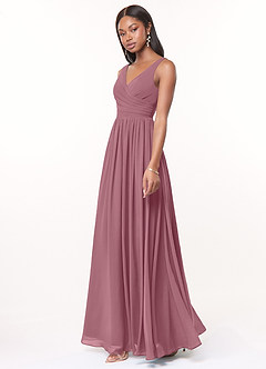 Azazie Keyla Bridesmaid Dresses Vintage Mauve A-Line V-Neck Pleated Chiffon Dress image3