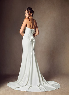 Azazie Elyse Wedding Dresses Diamond White Mermaid Strapless Crepe Back Satin Dress image4