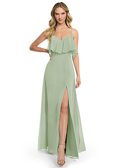 Azazie Jean Abiti da Damigella Abito Convertibile A-Line in Chiffon Verde Salvia image1