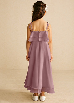 Azazie Temi Flower Girl Dresses Dusty Rose A-Line Spaghetti Strap Chiffon Dress image5
