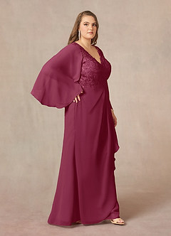 Azazie Perry Mother of the Bride Dresses Mulberry Mermaid V-Neck Lace Chiffon Dress image10