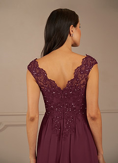 Azazie Amethyst Mother of the Bride Dresses Cabernet A-Line V-Neck Sequins Chiffon Dress image8