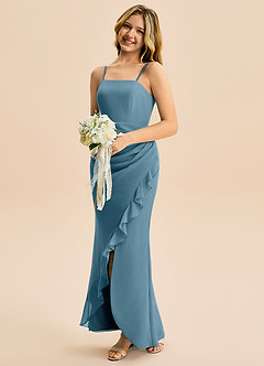 Azazie Buzzy Junior Bermuda Sheath Pleated Chiffon Dress image3