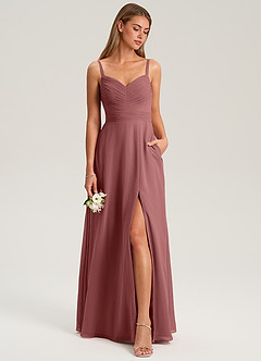 Azazie Terese Bridesmaid Dresses Amethyst A-Line Pleated Chiffon Dress image3
