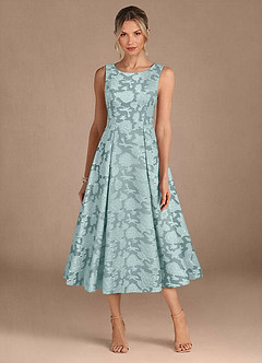 Azazie Fulton Abiti per la Madre della Sposa Abito A-Line in Burnout Floreale Plissettato Nebbia image5