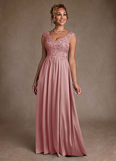Azazie Amethyst Mother of the Bride Dresses Dusty Rose A-Line Lace Dress image1