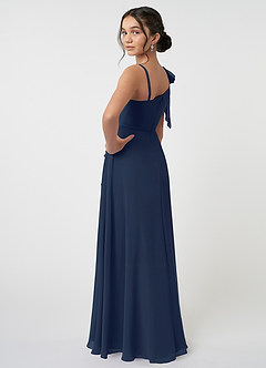 Azazie Aidy Junior A라인 절하다 쉬폰 플로어 길이 주니어 신부 들러리 드레스 image4