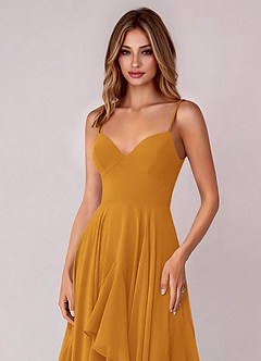 Azazie Zaina Bridesmaid Dresses Butterscotch A-Line Chiffon Dress image2