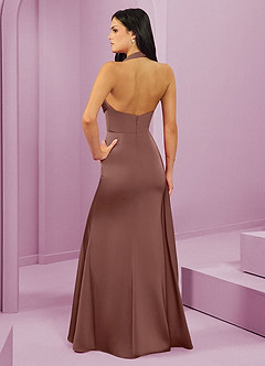 Barbie ♥ Azazie Brautjungfernkleider Meerjungfrau-Linie Plissee Stretch-Satin Kleid Espresso image7