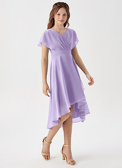 Azazie Graciela Junior Lilac A-Line Pleated Chiffon Dress image4